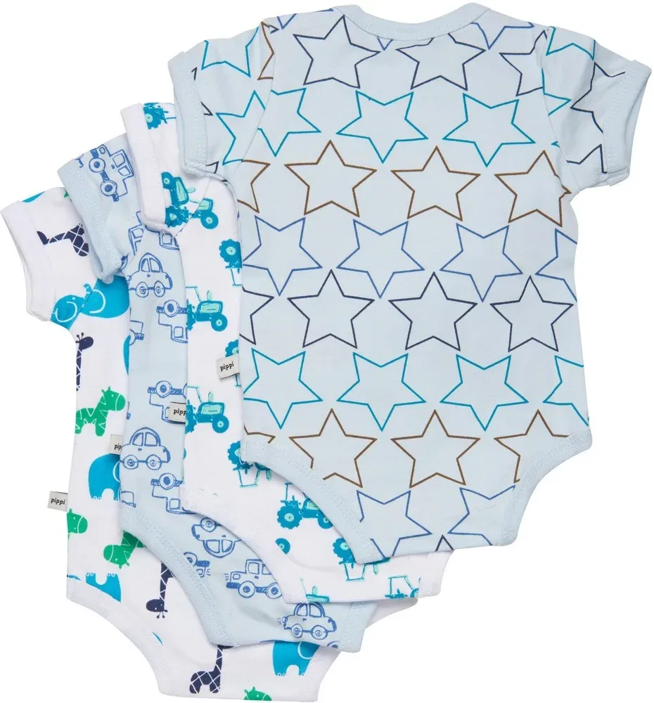 Боди-комбинезон с коротким рукавом комплект из 4 штук с принтом Pippi Babywear, синий