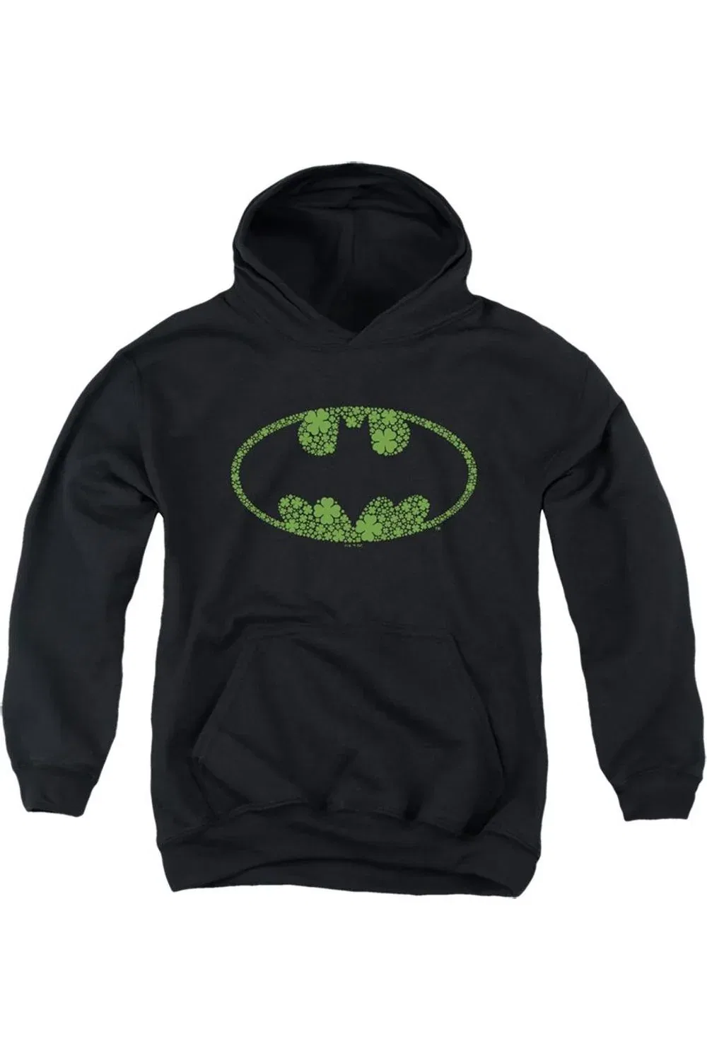 Детское худи с капюшоном с принтом Batman St. Patrick´s Day Shamrock Logo Gildan, черный