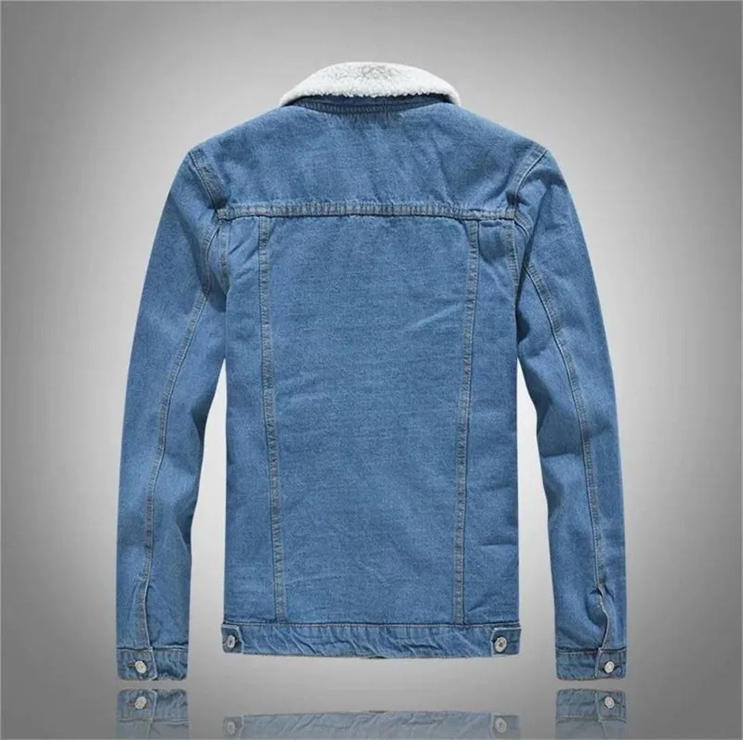 Мужское джинсовое пальто с флисовой подкладкой, Trucker Coat, Sherpa Light Blue — фото 2