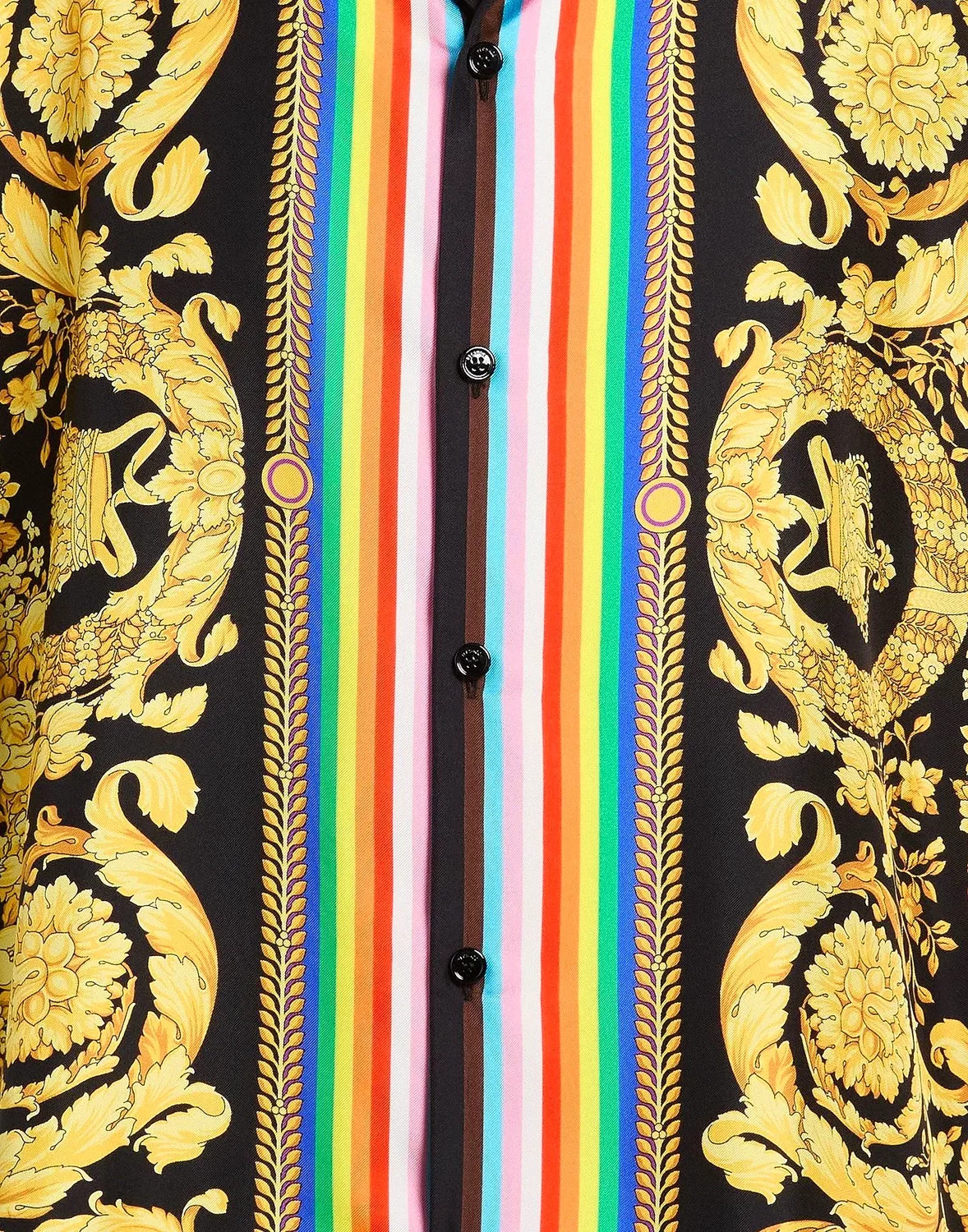 Мужская рубашка регулярного кроя с принтом Versace, черный — фото 4