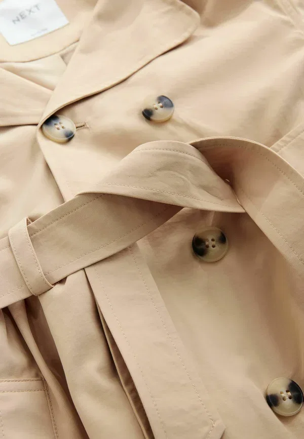 Пальто с капюшоном и поясом, Regular fit - skirted - trenchcoat, Next, neutral, нейтральный — фото 4