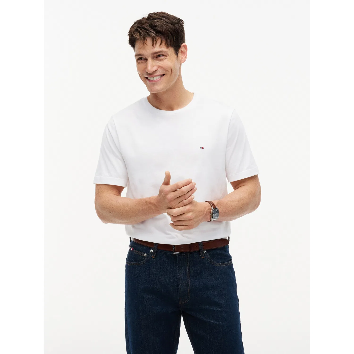 Мужская хлопковая футболка с вышивкой Tommy Hilfiger, White