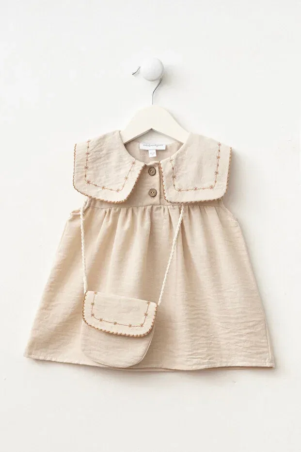 Детское платье для девочек с вышивкой Minipodyum, Beige — фото 2