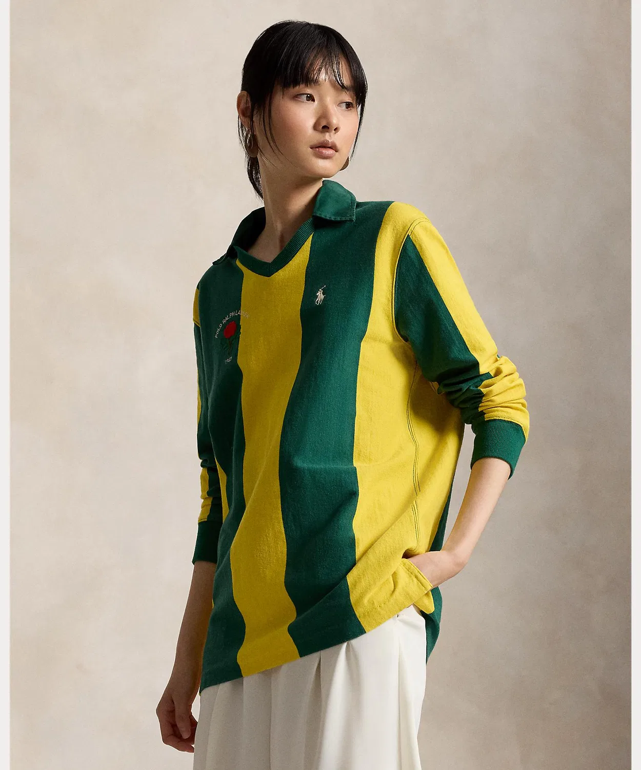 Женская футболка-поло оверсайз с вышивкой Polo Ralph Lauren, Мульти