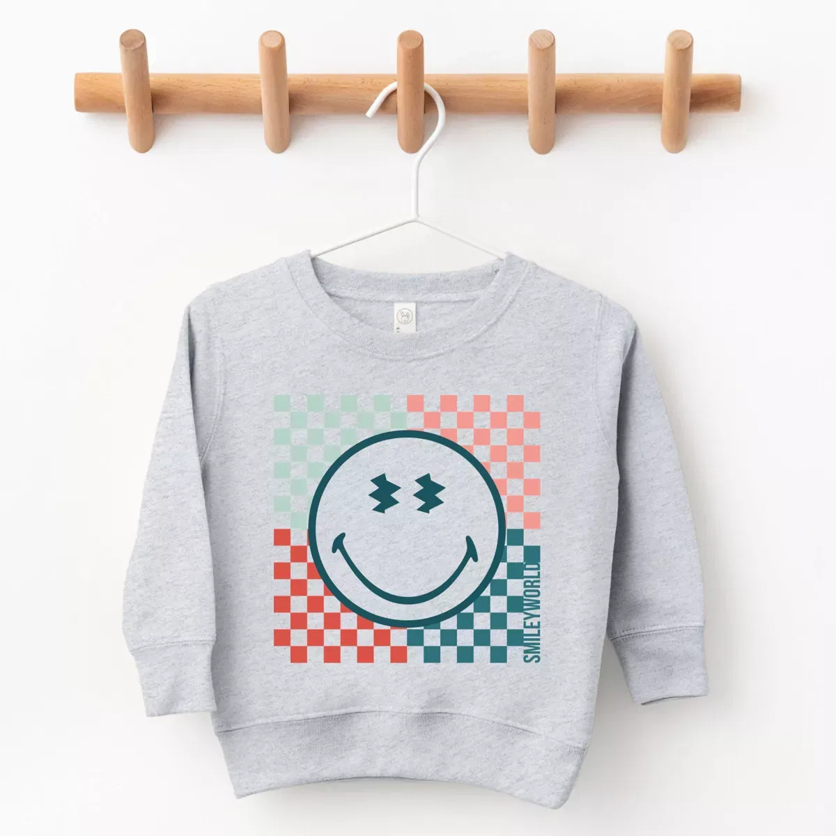 Детский свитшот для девочек с принтом SmileyWorld American Smile The Juniper Shop, Heather Grey