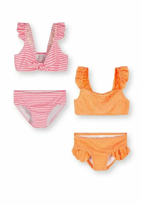 Купальник-бикини комплект из 2 предметов, полоски Minoti Pink Orange, оранжевый/розовый