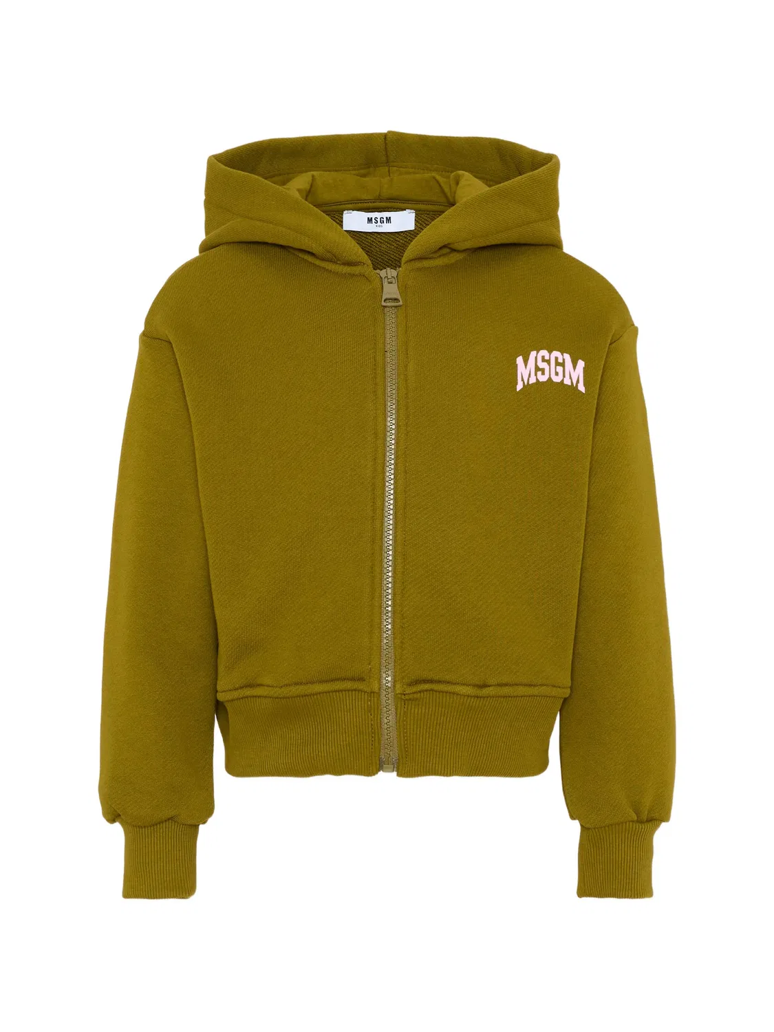 Зеленое худи на молнии с логотипом MSGM, зеленый