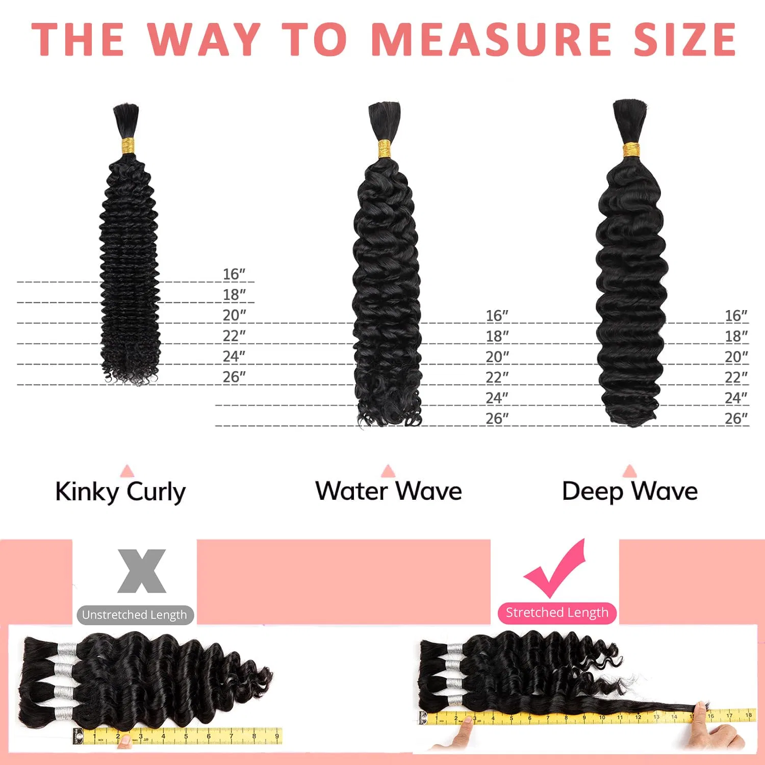 Натуральные волосы для плетения кос Deep Wave 14 дюймов Luovce, Natural Black Colour — фото 4