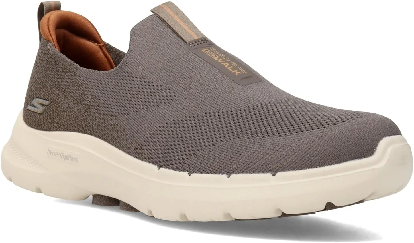 Мужские кроссовки Skechers Gowalk 6 - эластичные, без шнурков, спортивные, для походов и ходьбы, серо-коричневый — фото 3