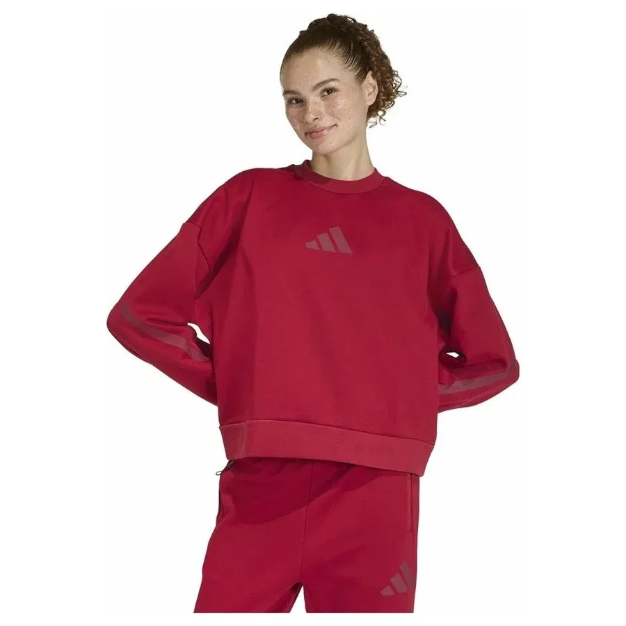 Женский спортивный свитшот с длинным рукавом W Z.N.E. Swt adidas, Бордовый — фото 2