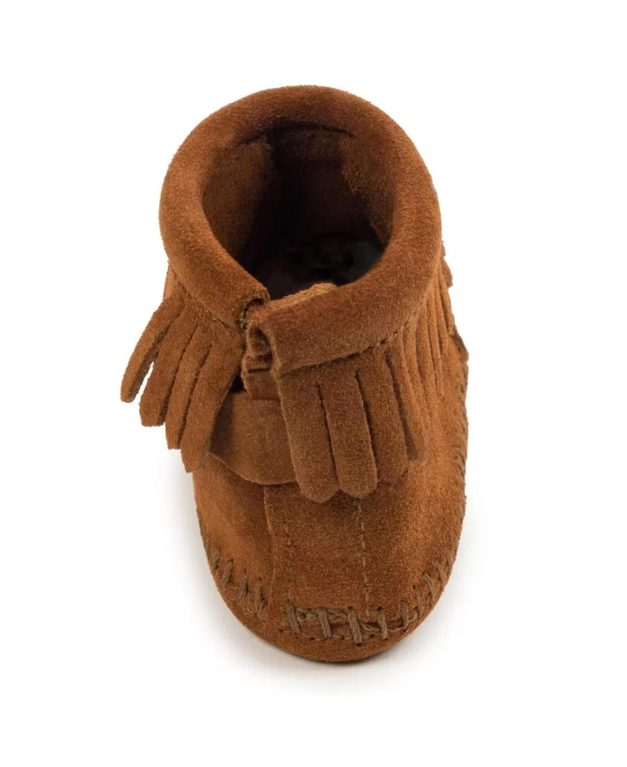 Мокасины-пинетки из замши с закрытой пяткой, Brown Minnetonka — фото 4