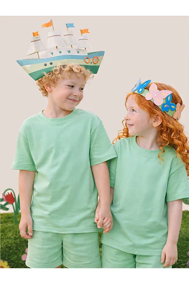 Детская футболка с принтом Mint Crew Neck Oversize T-Shirt Kids Unisex Mshb&G, Green