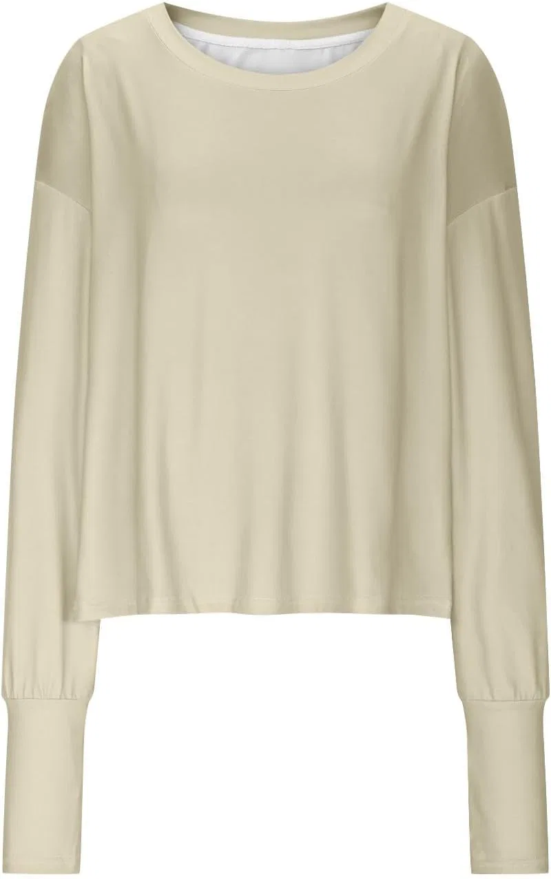 Женская рашгард с длинным рукавом UPF 50+, Beige-03 — фото 3