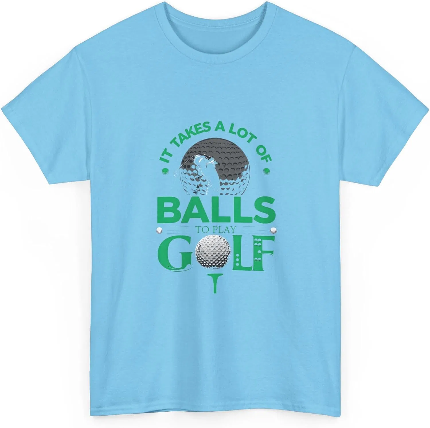 Футболка с принтом It Takes A Lot of Balls to Play Golf Gildan 5000, Sky — фото 4