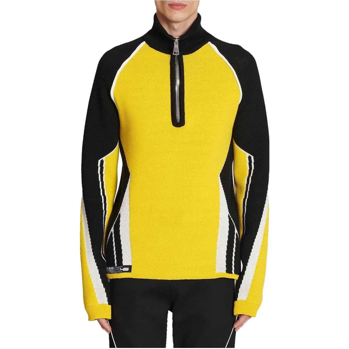 Свитер с цветовой блокировкой и молнией, BALMAIN, Yellow — фото 3