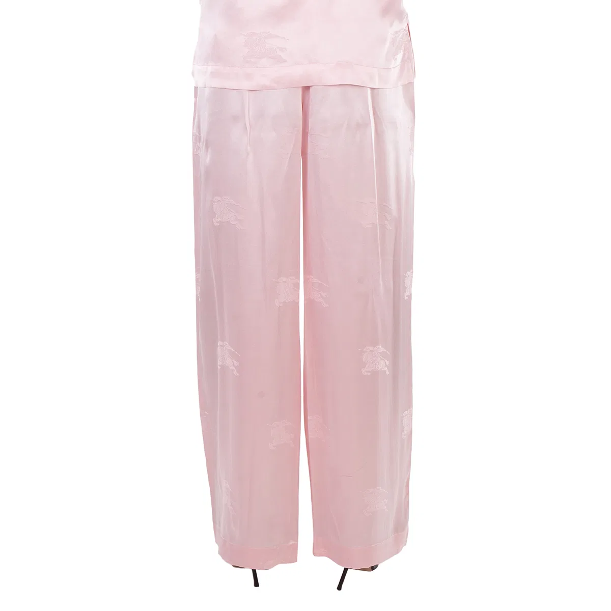 Брюки широкие из шелка с жаккардом EKD Wide Leg Silk Jacquard Trousers Burberry, Soft Blossom — фото 4