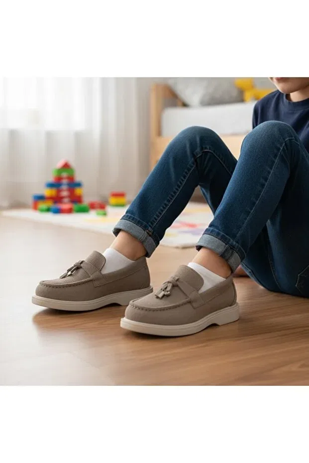 Детские лоферы для девочек из натуральной кожи Daltonlar, Beige