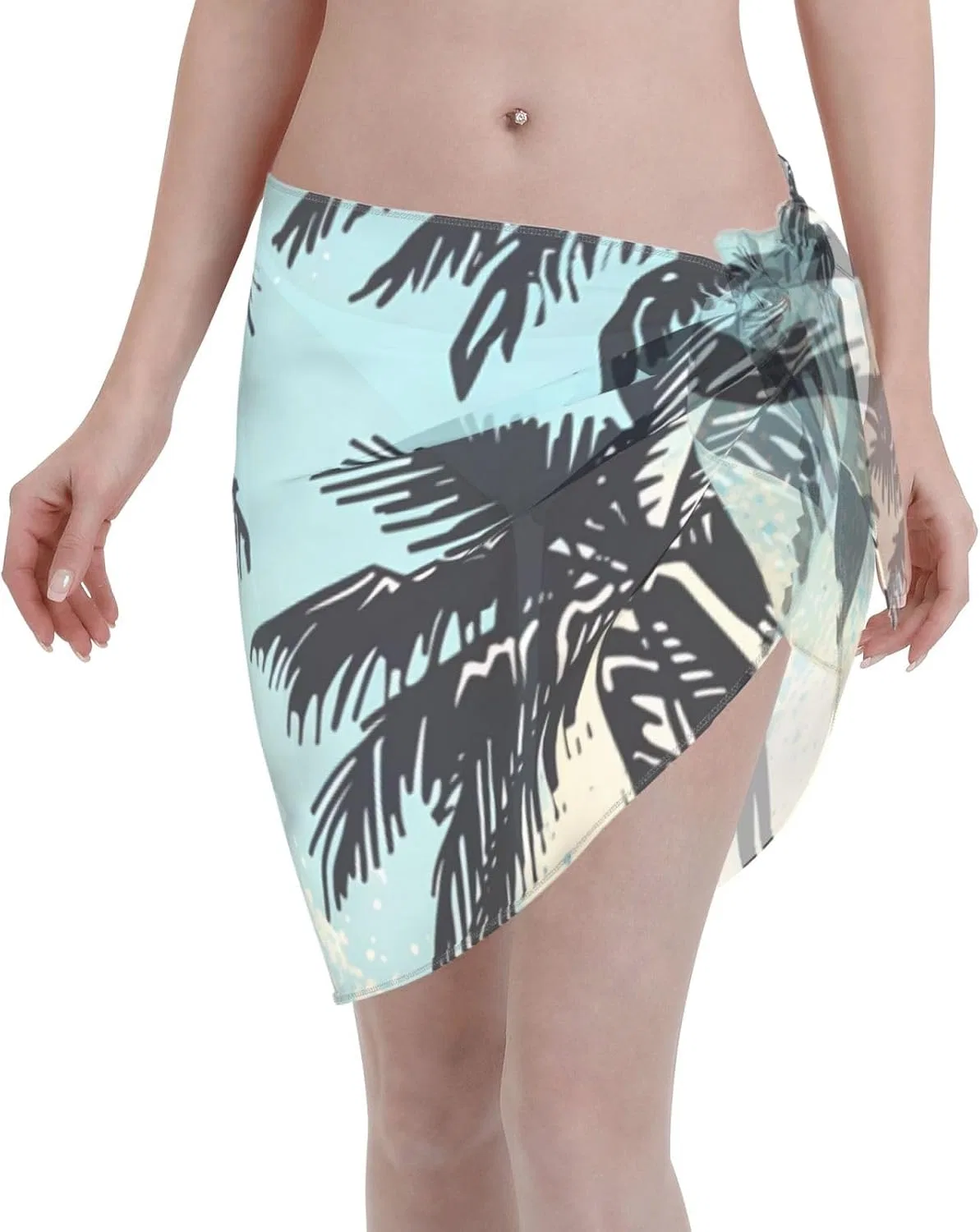 Женский пляжный саронг с принтом пальм, Blue Palm Tree