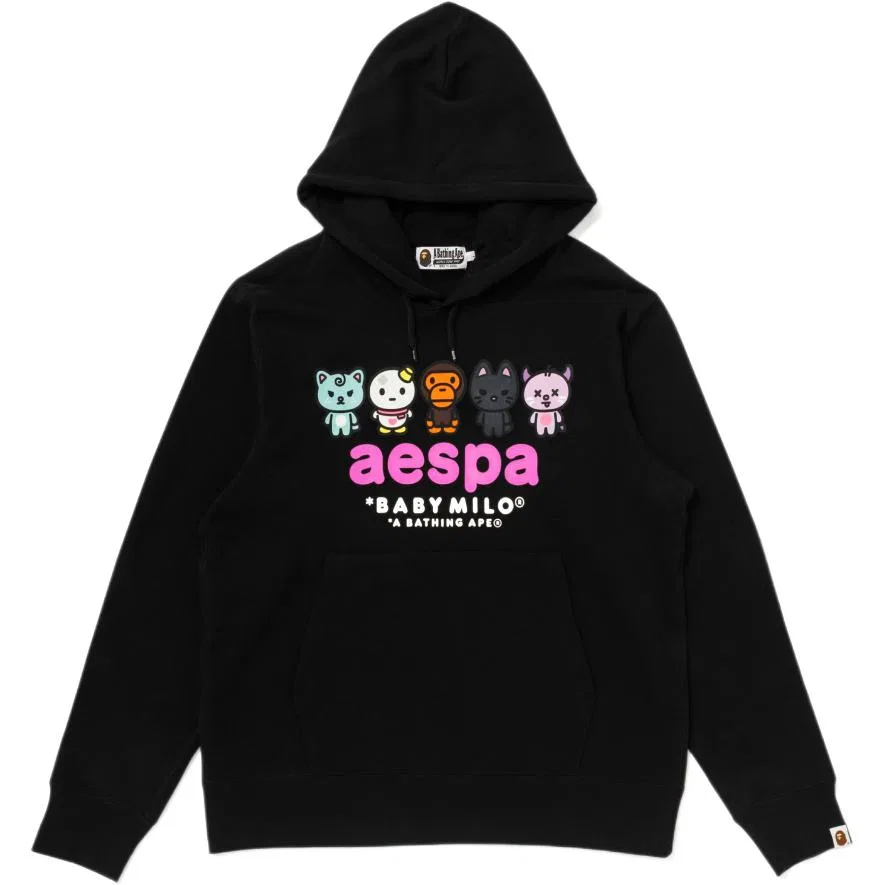 Детский свитшот прямого кроя Black Aespa A BATHING APE, Black