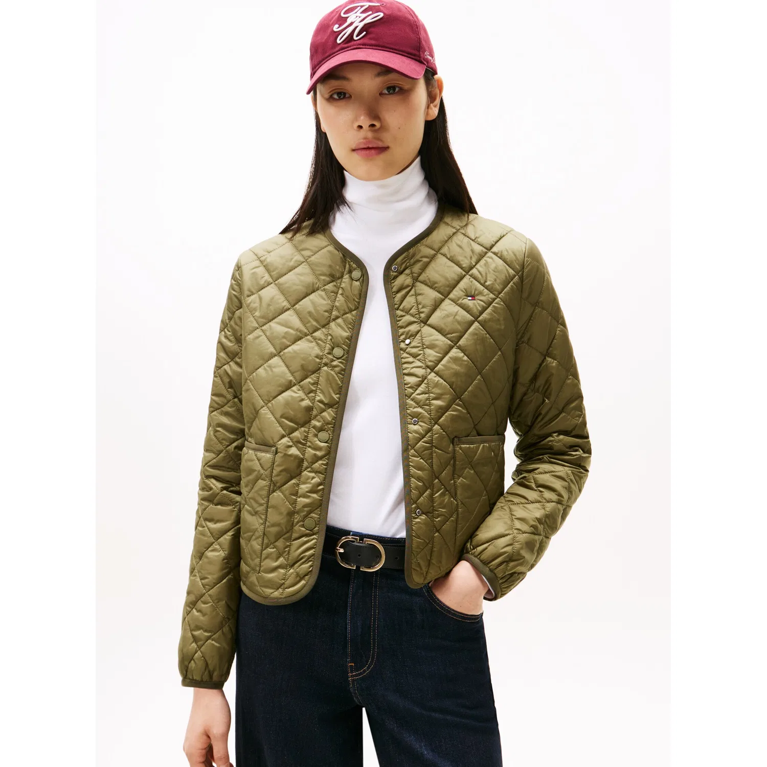 Женская стеганая куртка регулярной посадки Tommy Hilfiger, Olive