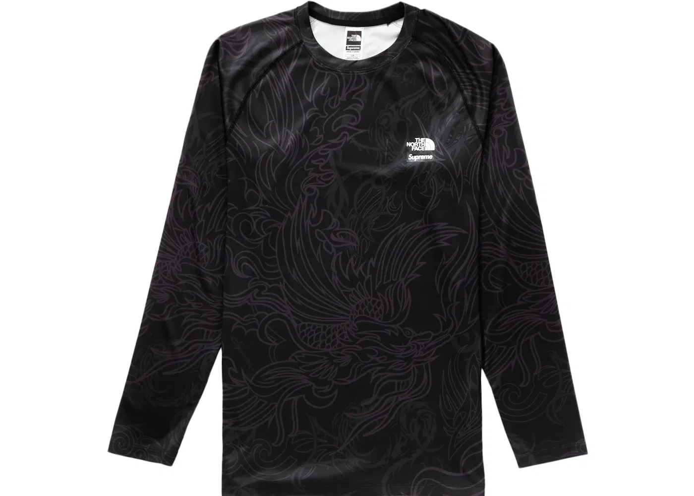 Мужская футболка с длинным рукавом Supreme The North Face Base Layer L/S Top, Black Dragon