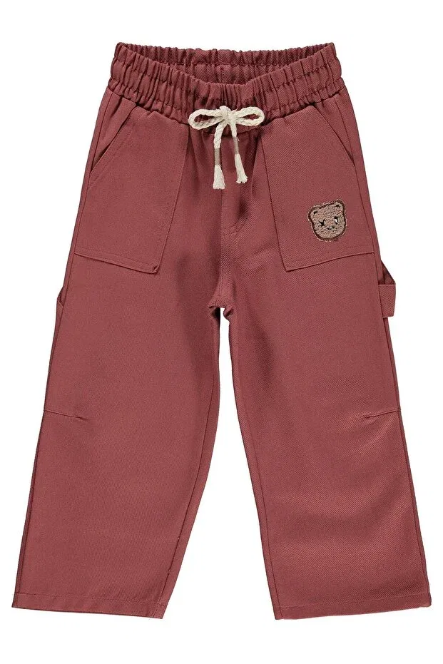 Детские брюки для девочек широкие с принтом Teddy Bear Embroidered Pants Civil Boys, Light Brown
