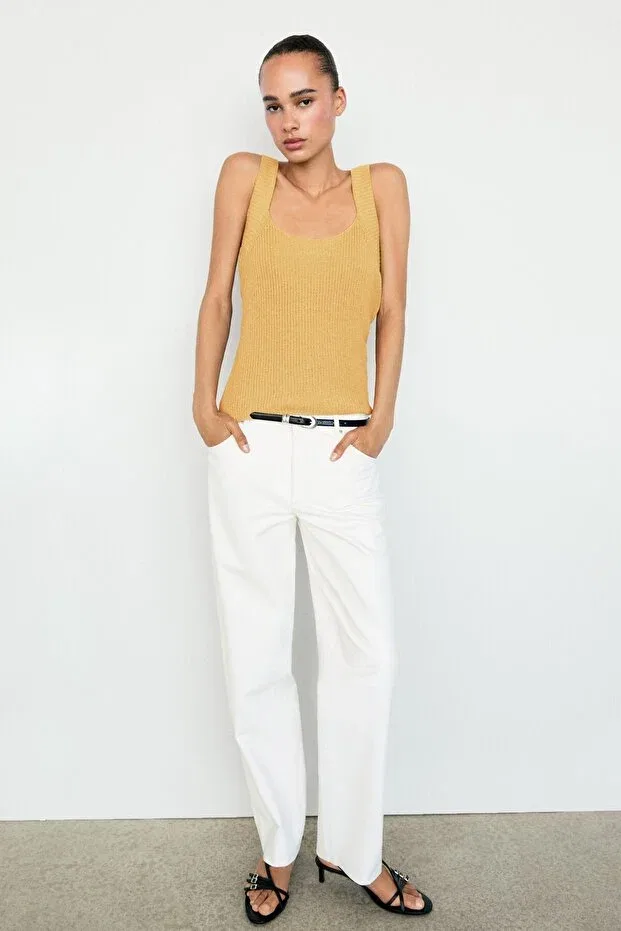 Женский топ-борцовка без рукавов Massimo Dutti, Hardal Yellow — фото 4