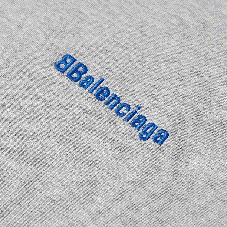 Худи Balenciaga BB Corporate Hoodie 'Heather Grey/Royal Blue', серый — фото 3