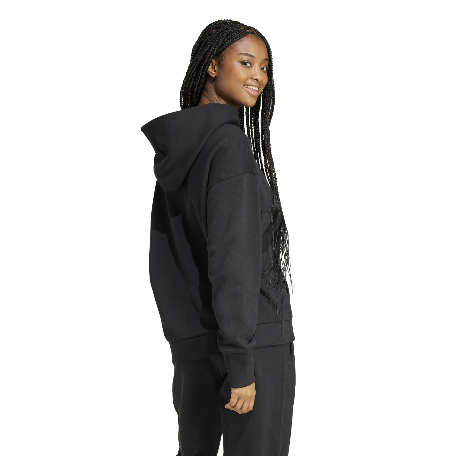 Женский свободный худи из французского футера All Szn adidas, Black — фото 2