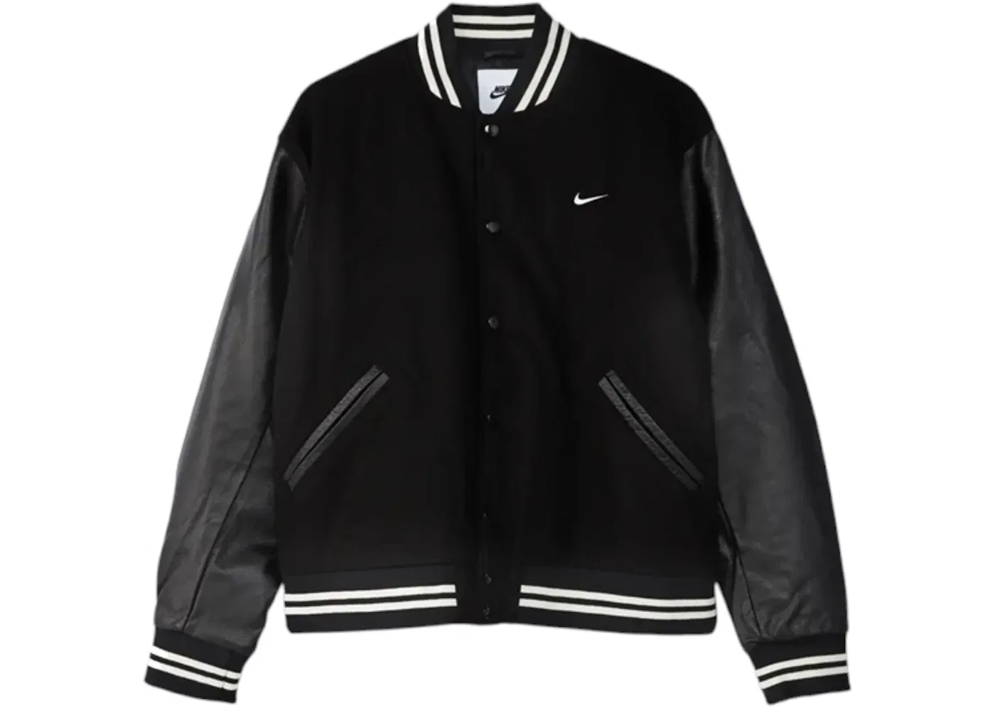 Мужская куртка-бомбер из шерсти Nike Authentics Varsity Wool Destroyer Bomber Leather Jacket, Black