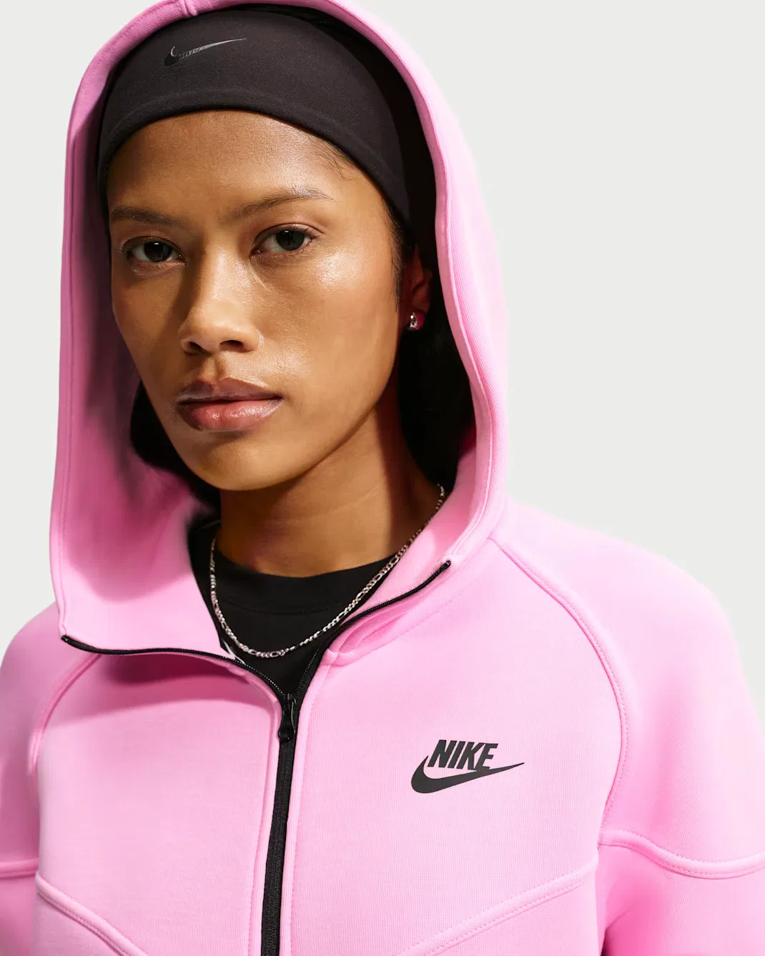 Женская толстовка на молнии Nike Sportswear Tech Fleece Windrunner, Pink Rise/Black — фото 3