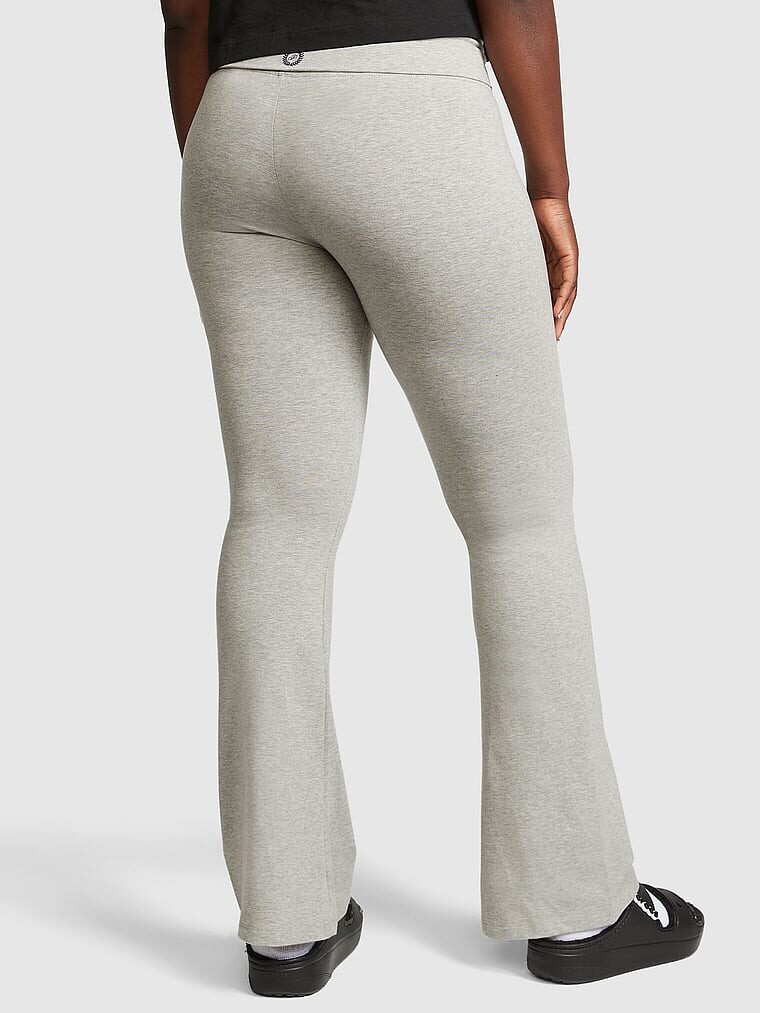 Леггинсы Victoria's Secret Pink Cotton Foldover Flare, серый — фото 3