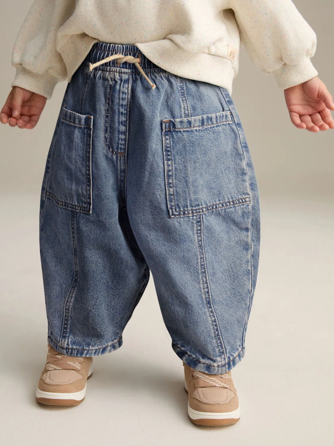 Джинсы Barrel из 100% хлопка Next, Mid Blue Denim