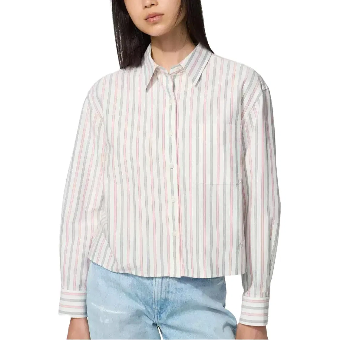 Женская рубашка офисного стиля UNIQLO, 11 Pink
