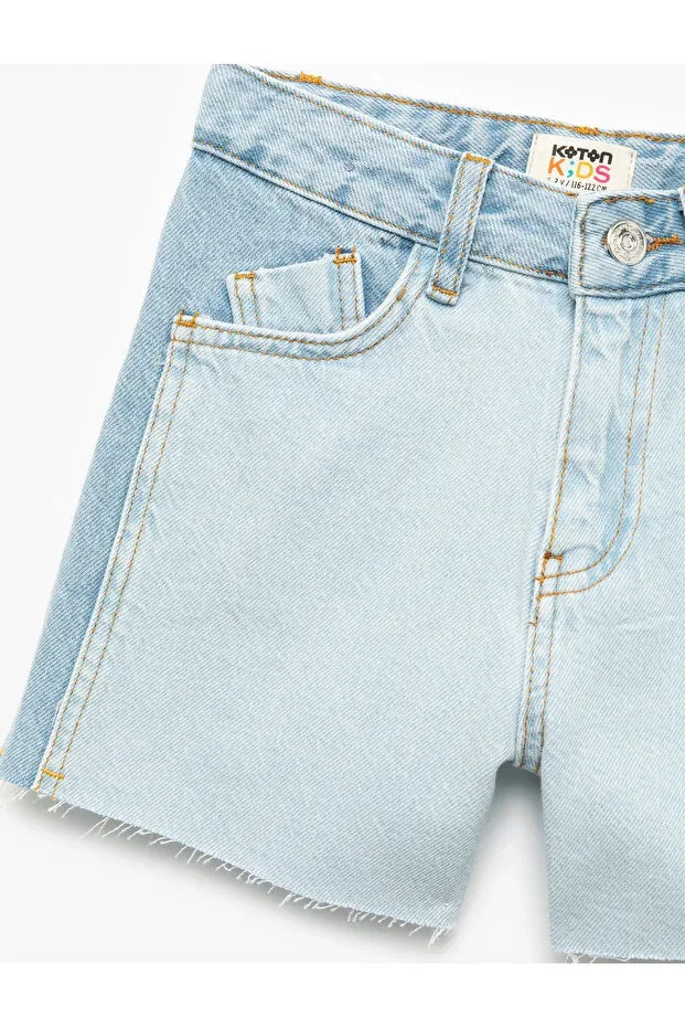 Детские джинсовые шорты для девочек с бахромой Koton, Light Blue — фото 3