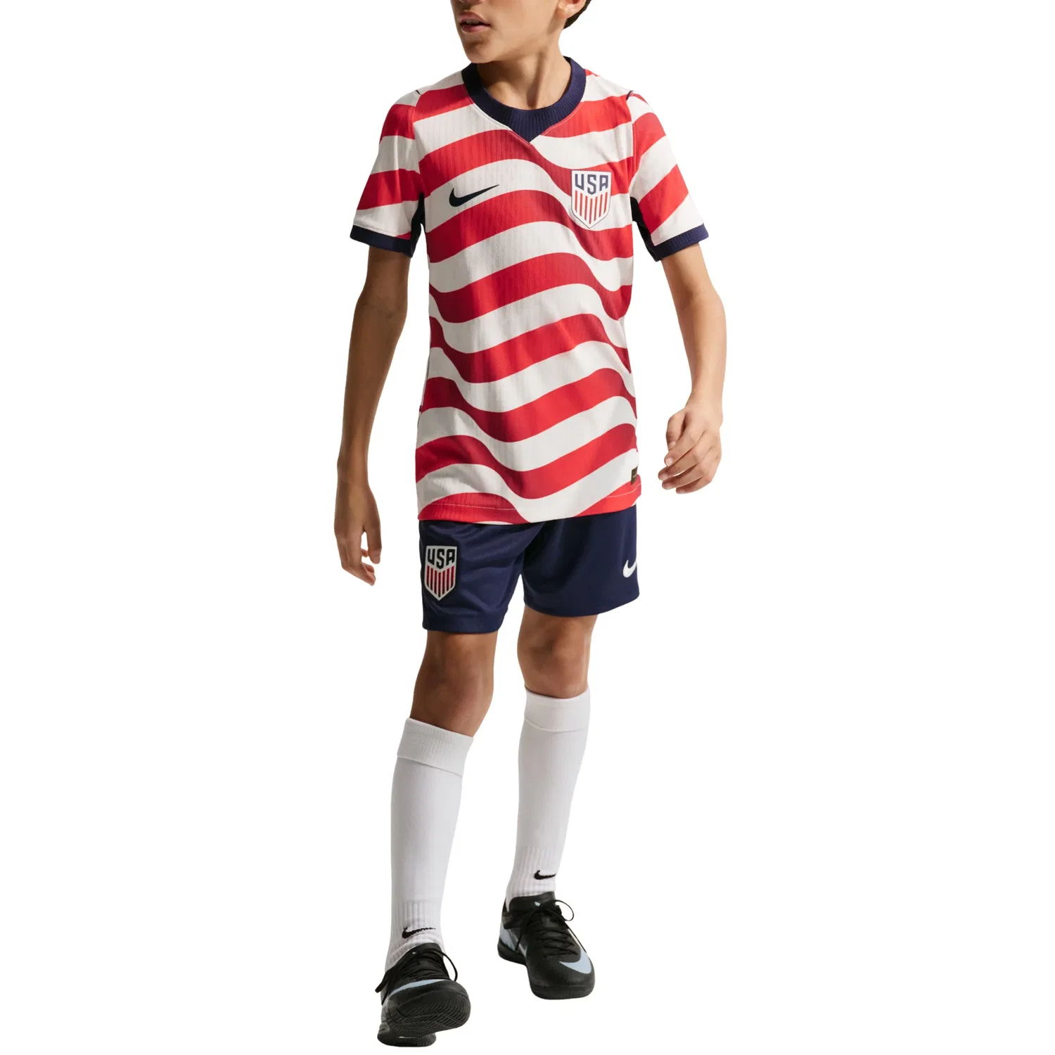 Детская футболка Nike USMNT 2026 Match Home Aero-FIT Authentic Jersey Sail Midnight Navy, белый — фото 2