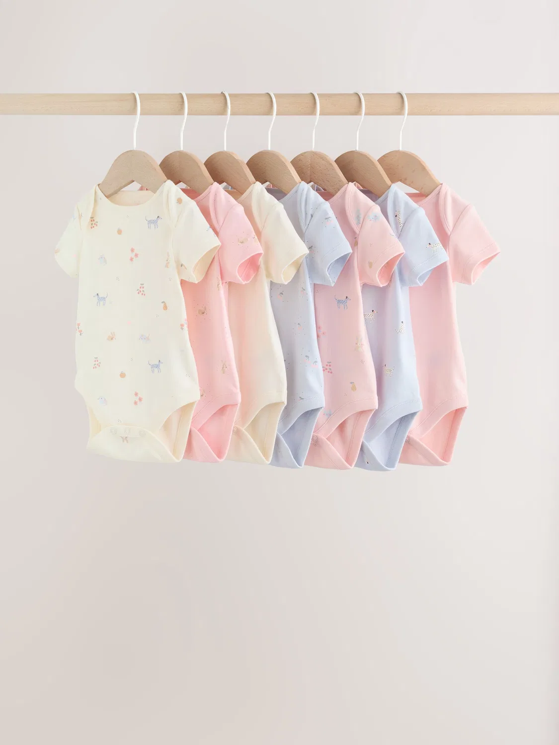 Комплект боди для новорожденных, 7 шт, Multi Pastel Character Next, мультипастельный