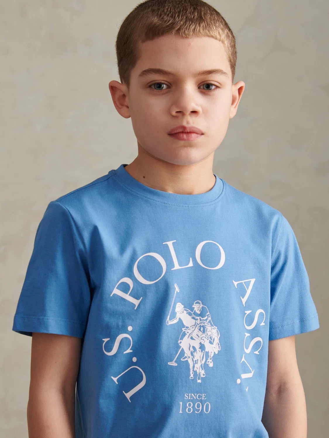 Футболка с круглым принтом U.S. Polo Assn, синяя — фото 2