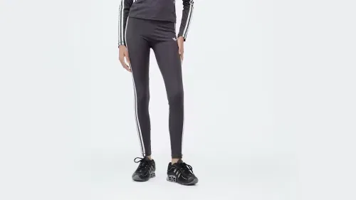 Женские леггинсы с высокой посадкой 3 Stripes Leggings Adidas Originals, Utility Black/Off White — фото 2