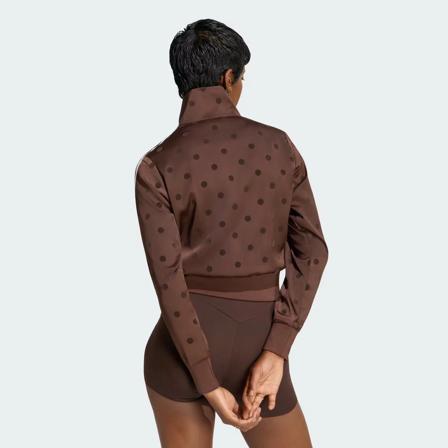 Женская олимпийка с принтом в горошек Satin Polka Dots TT Adidas Originals, рыже-коричневый — фото 2