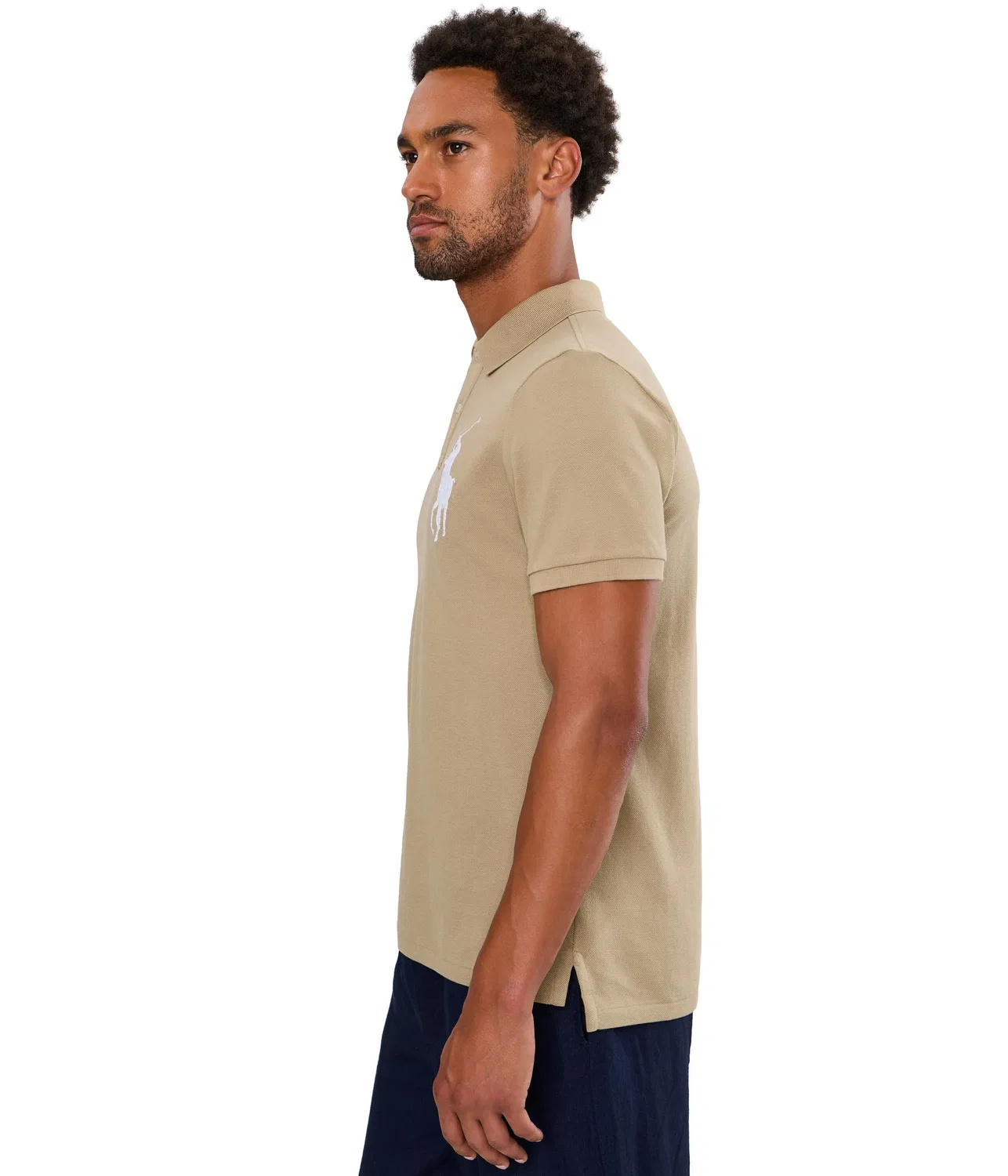 Поло-рубашка Big Pony из сетчатой ткани Polo Ralph Lauren, Surrey Tan/White — фото 3