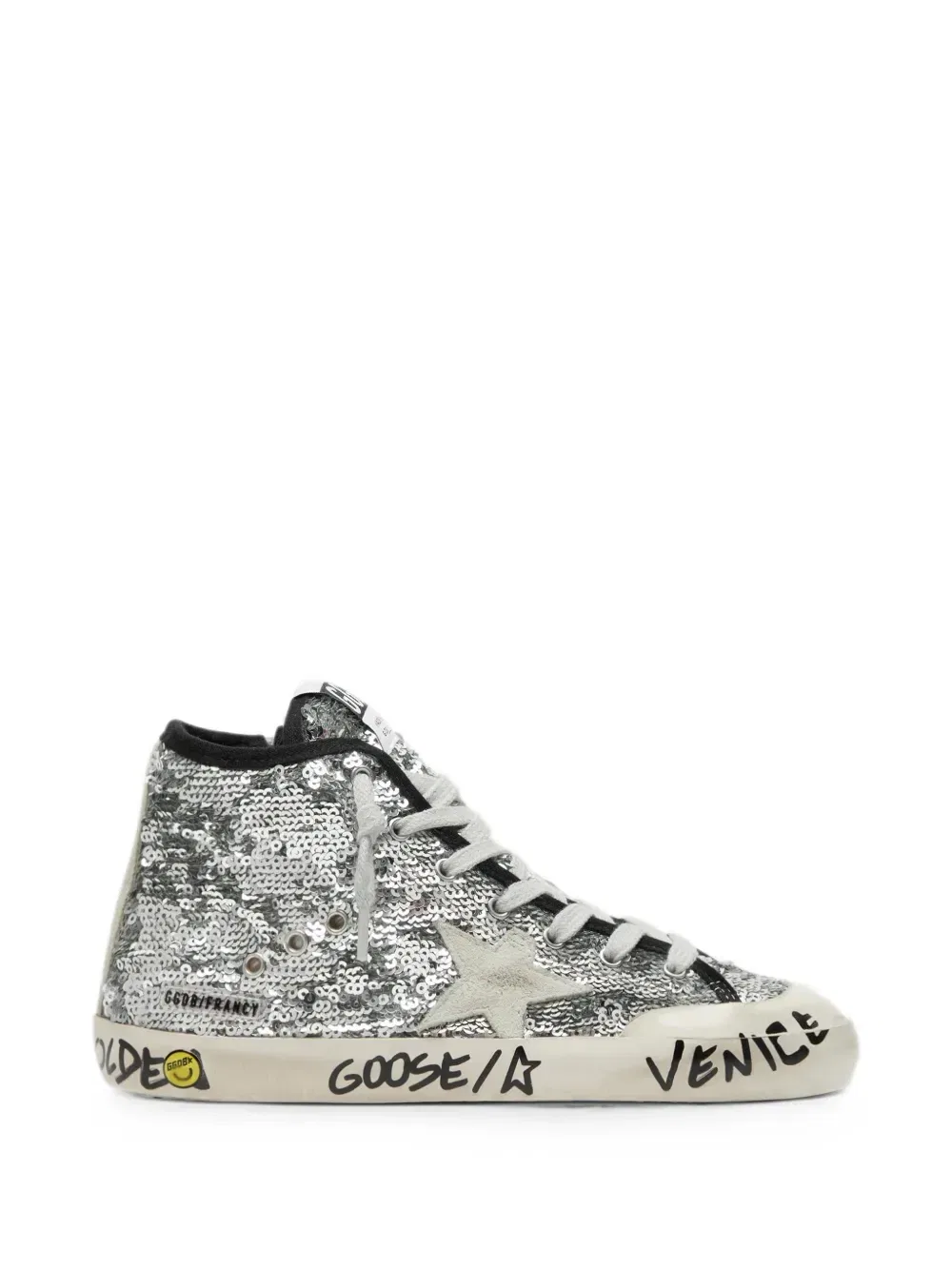 Кроссовки Francy с замшевой звездой Golden Goose Kids, серебряный