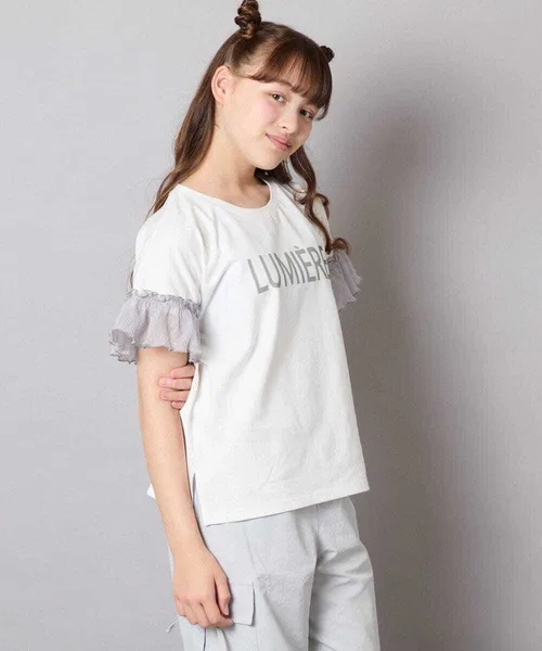 Детская футболка с прозрачными рукавами и рюшами Yoryu Sheer Sleeve a.v.v, White