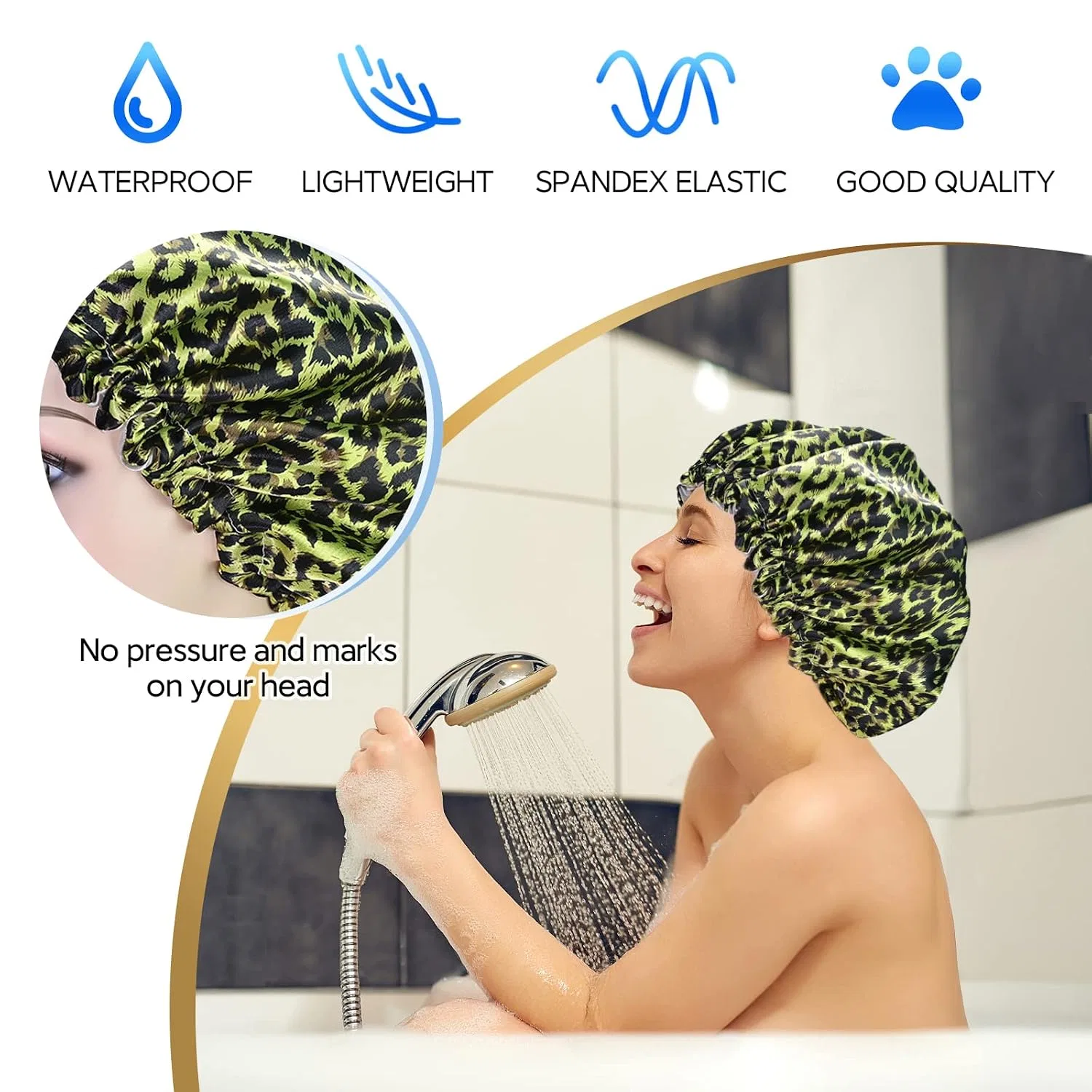 Шапочка для душа Fishent, X-Large, Green Leopard — фото 2
