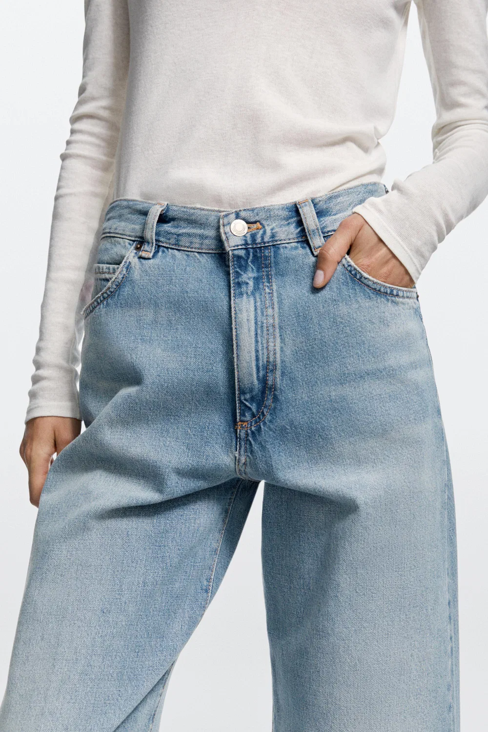 Джинсы-палаццо Massimo Dutti High-Waist, светло-голубой — фото 3