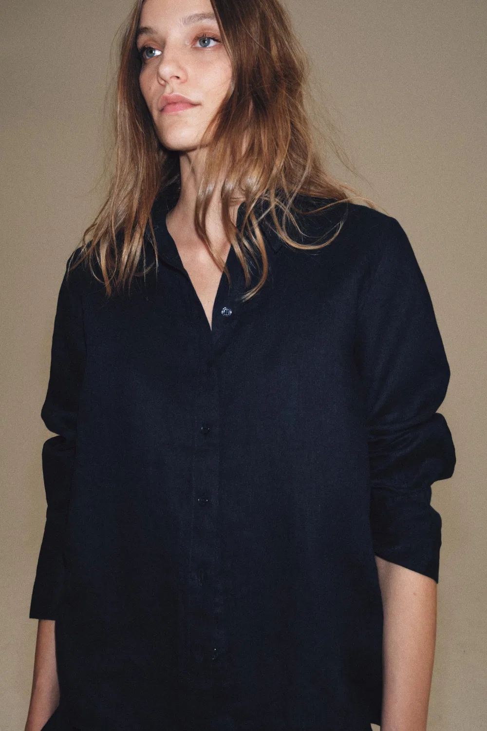 Рубашка из 100% льна из коллекции ZW. ZARA, Navy blue — фото 2