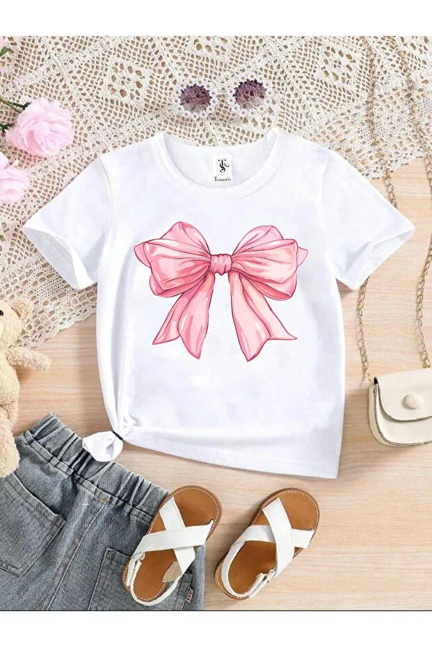 Детский комплект футболок для девочек с принтом 3 шт Basics Twins Tailors, White — фото 2