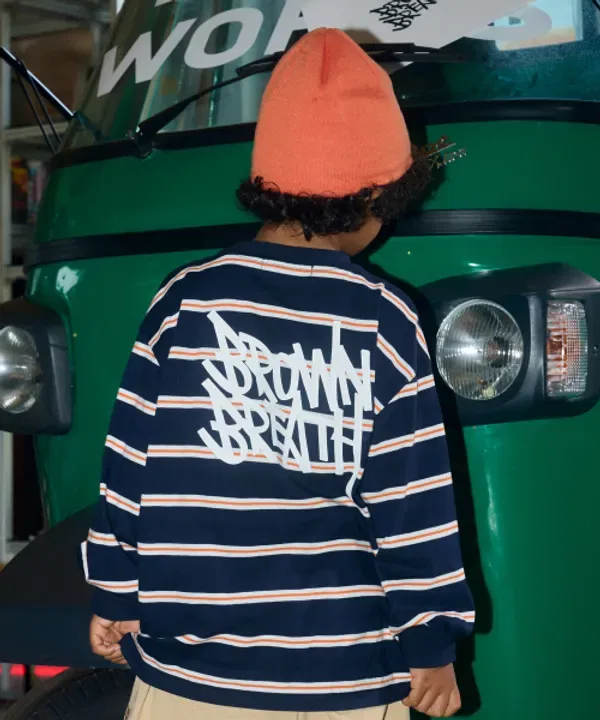 Лонгслив с полоской, детский, Brownbreath Kids, navy
