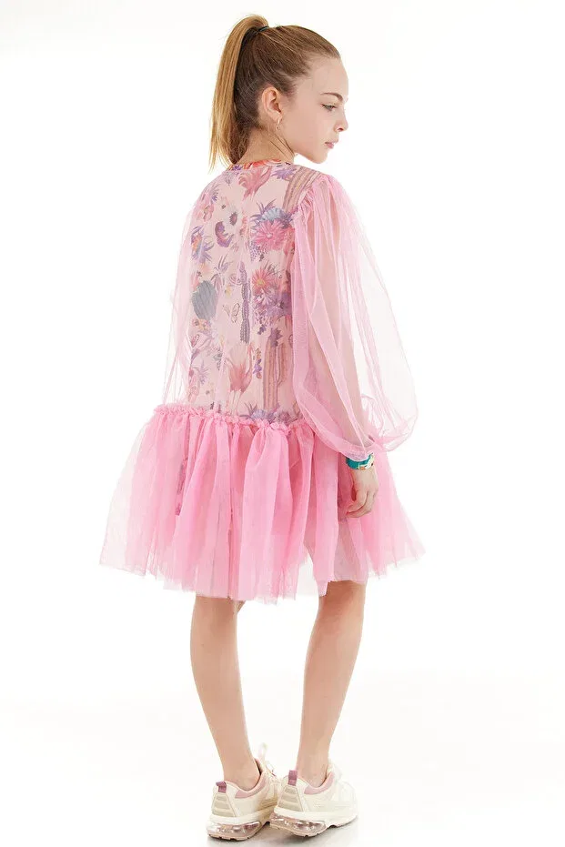 Детское платье для девочек с длинным рукавом Classy tutu dress Colorinas, Pink — фото 2