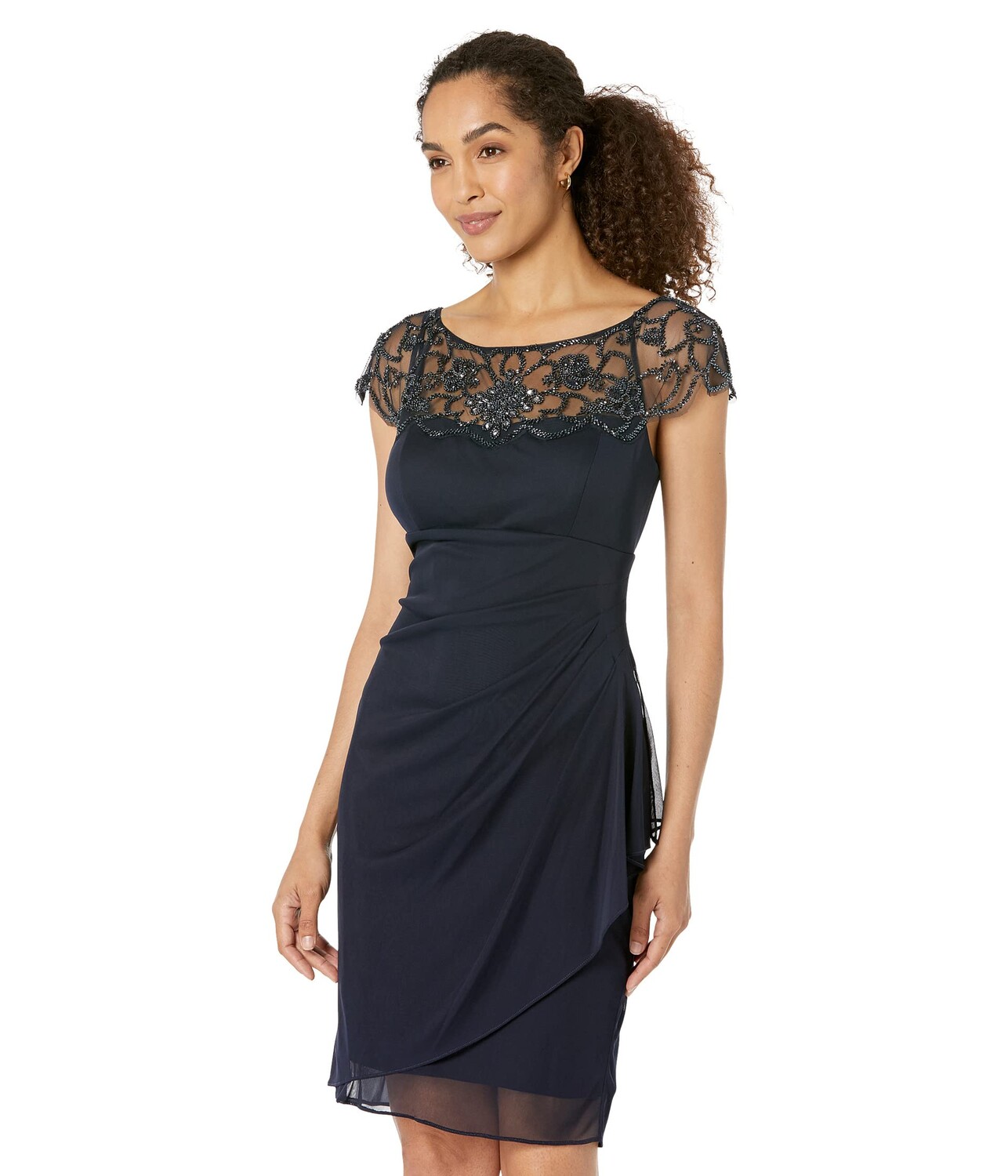 

Платье XSCAPE, Short Sheer Matte Jersey Bead Top